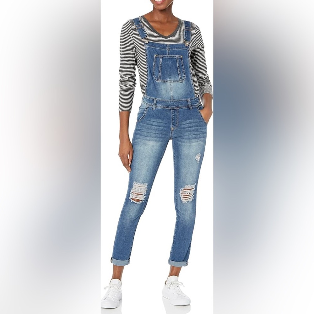 Wallflower Overalls Bibs Denim Distressed Women’s Size S EUC - Picture 1 of 10